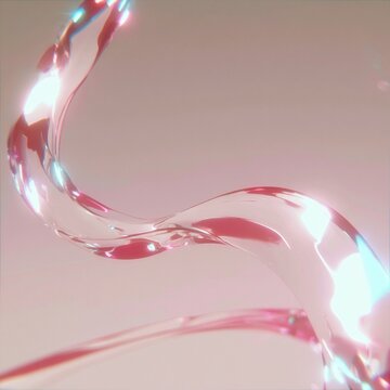 홀로그램 빛이 반사되는 파스텔 톤의 투명한 3D 유체 곡선과 물방울 배경 Iridescent Pastel 3D Fluid Waves And Transparent Background