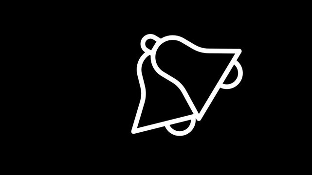 Bells ringing icon animation. Back to school animated icon. White line with isolated black background