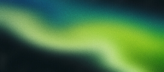 Abstract green yellow blue grainy background, glowing noise texture gradient banner dark backdrop header poster cover design © Mehdi