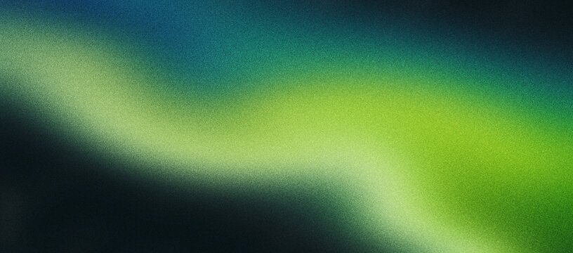 Abstract green yellow blue grainy background, glowing noise texture gradient banner dark backdrop header poster cover design