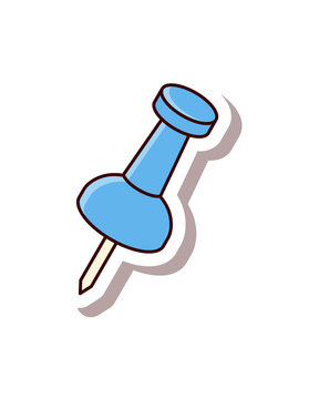 Hand Drawn Style Blue Pin Marker Sticker Vector