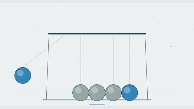 Animated newton's cradle demonstrating physics of momentum