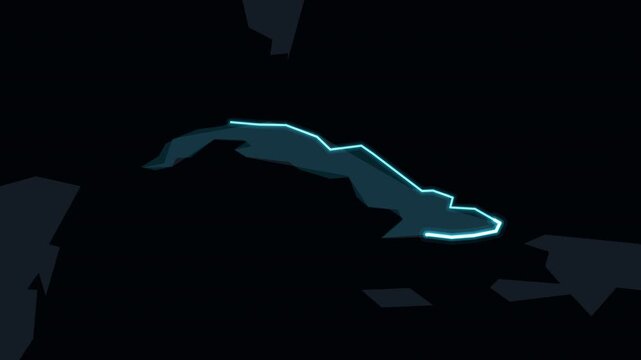 World Map Camera Zoom Highlights Cuba in Digital Animation