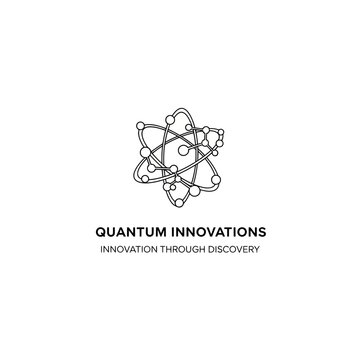 Quantum Innovations Logo - Abstract Atom Icon with Text