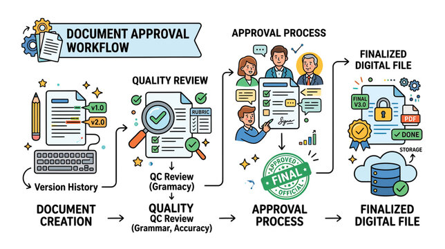 Business Document Approval Workflow Illustration