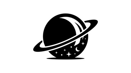 Fototapeta premium Stylized planet with ring and stars