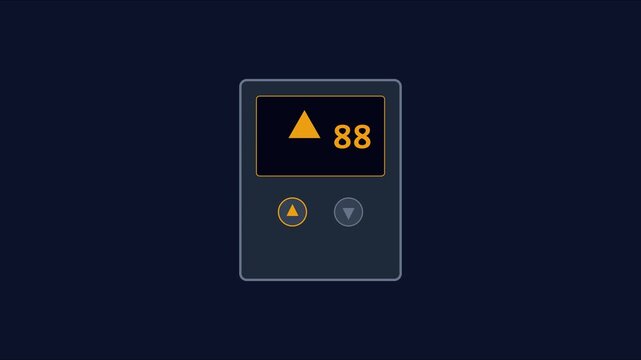 Digital interface display showing number 88 with upward triangle for growth and progress metrics animation 4k