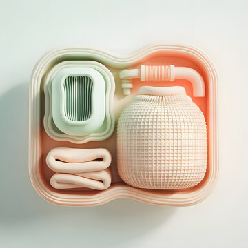Eco Laundry Microfiber Filter Accessory Kit 3D Render