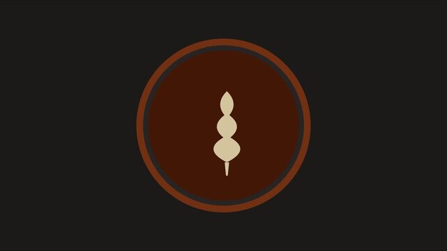 Minimalist dango skewer animation: japanese food symbol loop for culinary and restaurant branding 4k