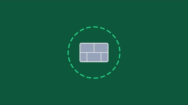 Animated layout grid with rotating circular loading progress bar for ui and digital interface development animation 4k