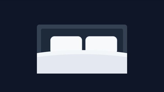 Minimalist bed animation: simple bedroom symbol for interior and hospitality apps 4k furniture sleep