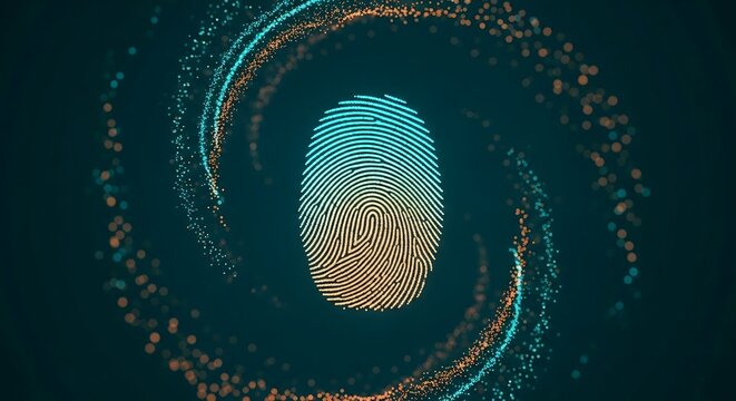 Biometric fingerprint identification technology for cybersecurity and digital privacy authentication systems