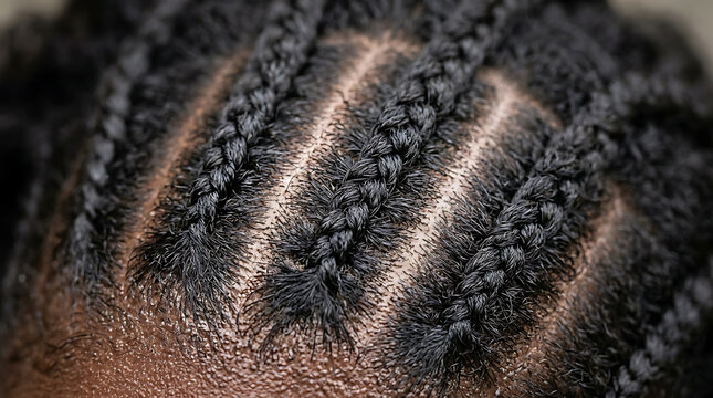 Close up of intricate braided hair texture symbolizing heritage and afro culture diversity spring