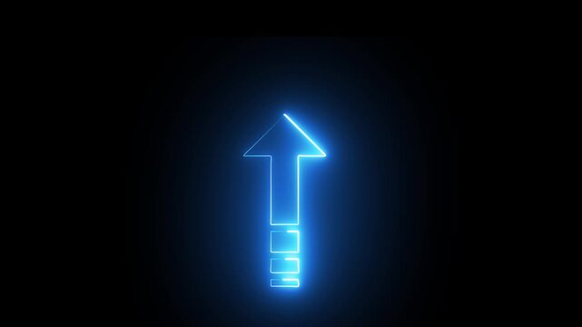 Directional arrow neon glow animation on black background. 