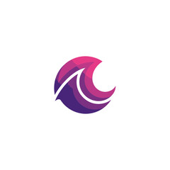 Obraz premium Modern Abstract Purple Wave Logo Icon with Gradient Design