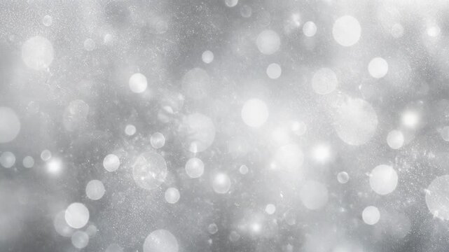 Abstract grey and white bokeh light background with soft glowing circles