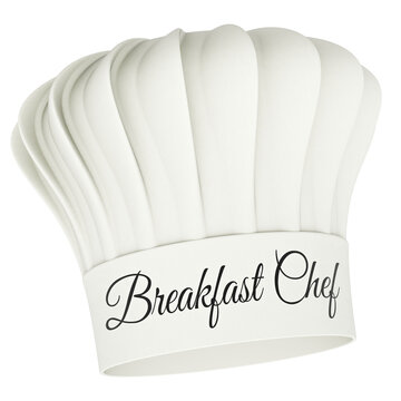 Breakfast Chef, white chef hat. 3D rendering