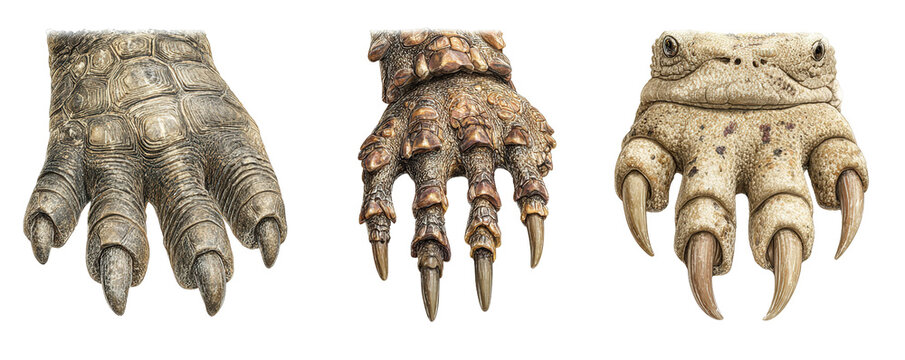 Three Different Artistic Sculptures of Clawed Hands.