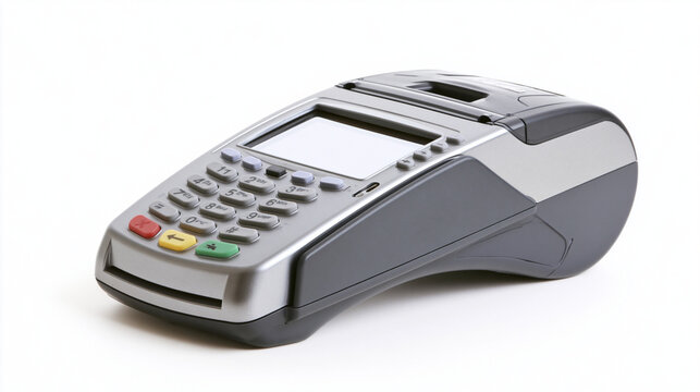 POS terminal credit card machine isolated on white background