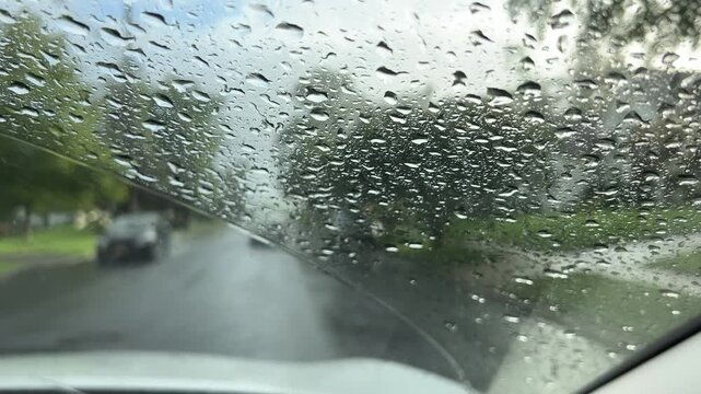 Raindrops on a car window