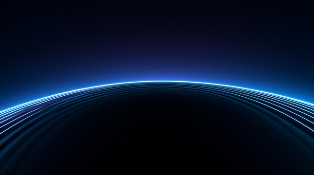 Abstract Futuristic Digital Horizon with Glowing Blue Light Lines