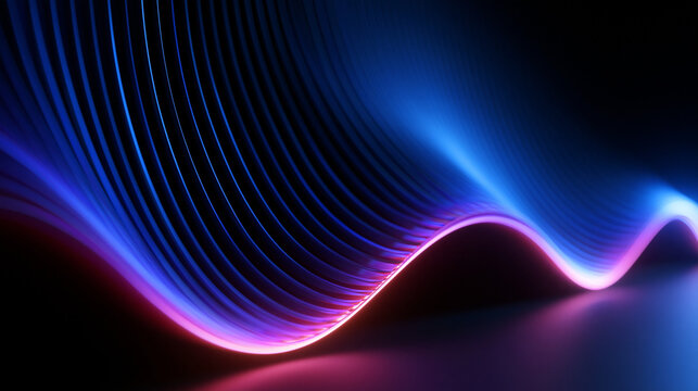 Abstract Digital Sound Wave with Neon Glowing Lights