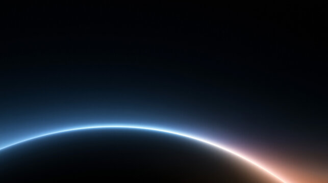 Glowing Planet Atmosphere Horizon Viewed from Dark Space