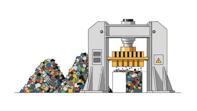 Industrial Recycling Press Compacting Colorful Waste Materials