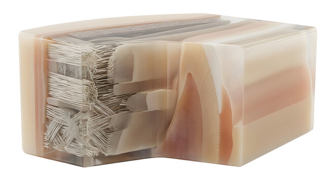 Highly Detailed 3D Render of a PMMA Dental Acrylic Prosthetic Block Cross Section