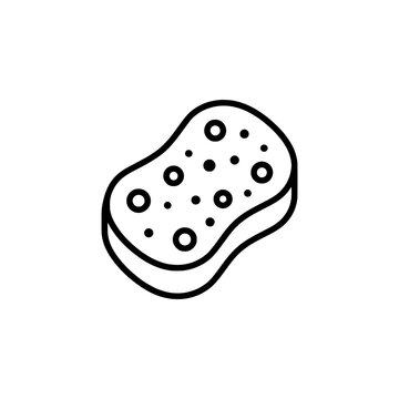 Flat sponge scattered holes cleaning tool outline vector icon