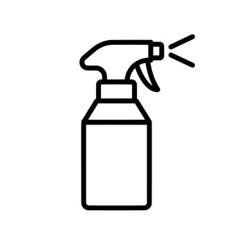 Spray bottle trigger nozzle mist cleaning outline vector icon