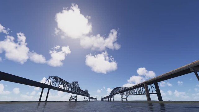 3D - Drone aerial view of Chesapeake Bay Bridge in Annapolis. Maryland. United States