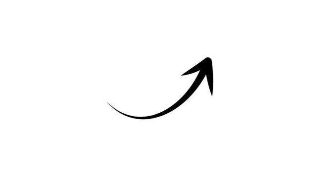 Hand-drawn marker arrow pointing upwards on a transparent background. Suitable for business presentation slides, websites, graphics, and social media posts. 4K video.