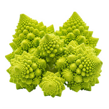 Fresh green romanesco broccoli vegetable isolated on transparent background