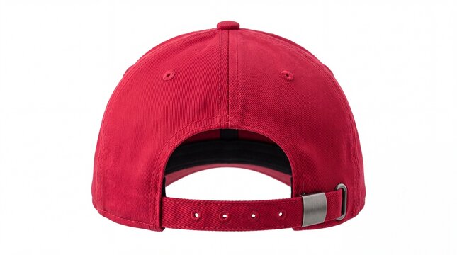 Red baseball cap seen from the back