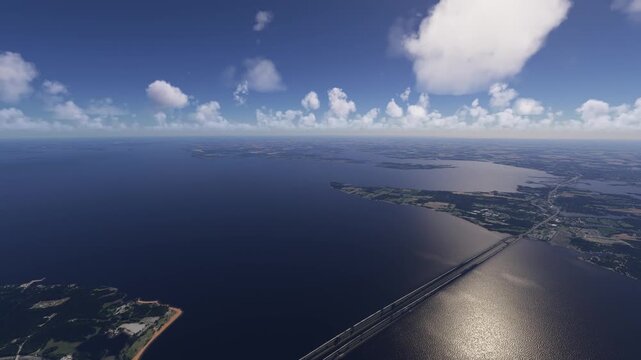 Drone aerial shot of Chesapeake Bay Bridge in Annapolis. Maryland. United States