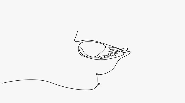 Minimalist Continuous Line Drawing of a Cute Duck and Goose Bird Concept for Wildlife Themes