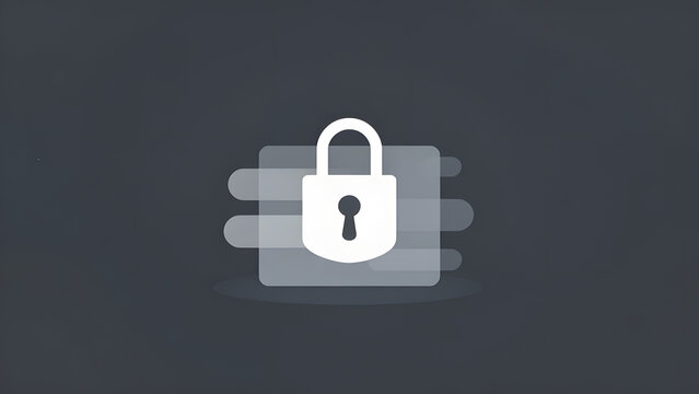 Secure Data Lock: A white padlock icon superimposed on blurred horizontal lines, symbolizing data security, privacy, and digital protection.