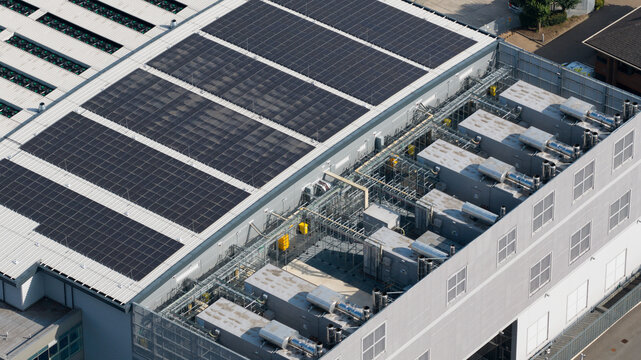Aerial view of Data Center Roof Cooling Systems in Slough