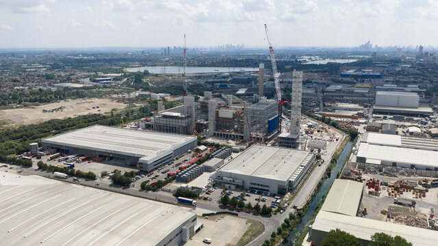 London, United Kingdom - 16 July 2026: Aerial view of Edmonton Energy Recovery Facility Construction
