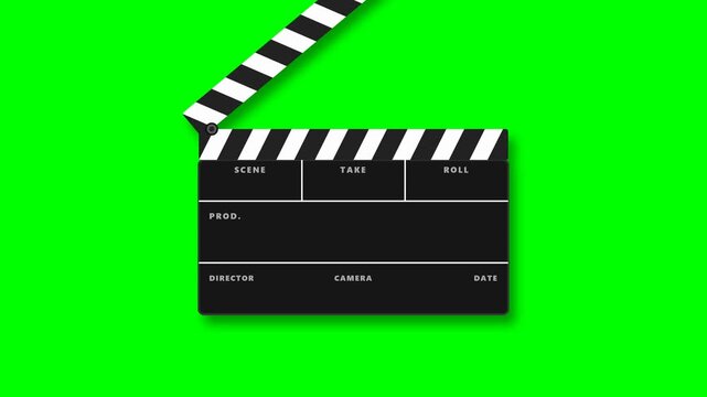 Movie Clapper Board Green Screen Animation 4K Clapperboard Slate Motion Graphic for Video Editing and Film Production