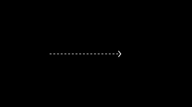 Smooth gliding dashed arrow pointing left black screen