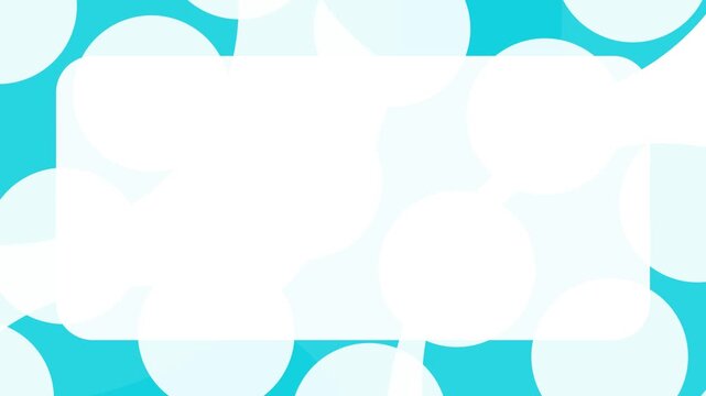 水色の水玉模様のパターンが中心から左上する抽象モーション背景アニメーション（文字スペースあり）