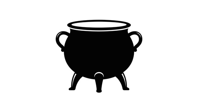 Halloween Black cauldron icon set. Witch cooking pot symbol vector. Halloween magic potion graphics. Fantasy medieval brew design element. vactor