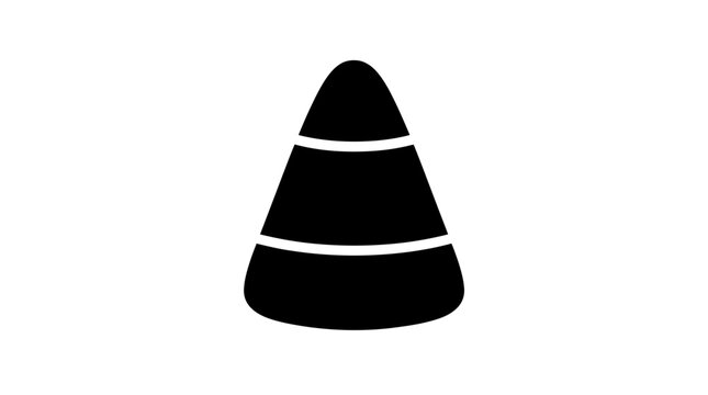 Halloween Black and white candy corn vector icon. Halloween sweet toffee symbol. Autumn harvest party treat illustration. Festive seasonal sugar dessert graphic design element vactor