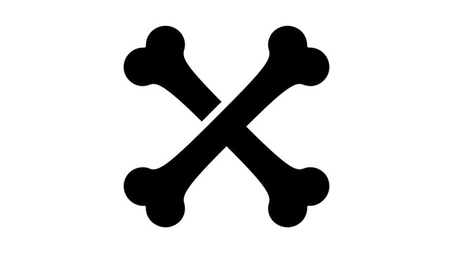 Halloween Symmetrical crossbones icon, stylized skull and crossbones symbol, modern hazard warning sign, black vector death motif for logo design vactor