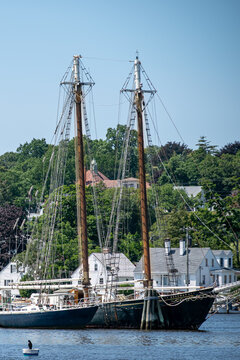 Mystic, Connecticut, USA - Vertical View of Historic Tall Ships