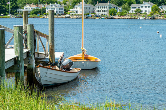 Mystic, Connecticut, USA - Sailboats at Waterfront Dock