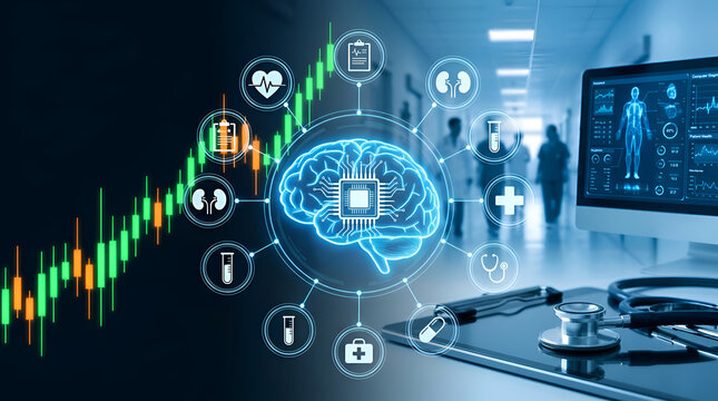 Digital Health Artificial Intelligence Brain Analysis with Medical Data Graphs and Advanced Clinical Healthcare Technology Integration
