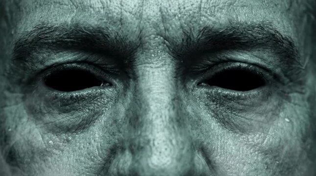 Extreme close up of elderly man moving eyes